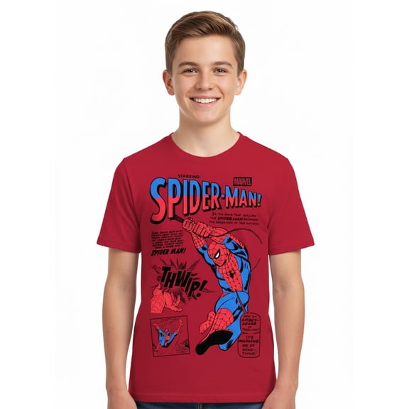 Spider-Man Boys' Graphic Tee with Short Sleeves, Nation Sensation, Sizes 4-18