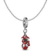 XUEYANG Spiderman Necklace Set, Red Spidey Charm Necklace with Silver Plating, Non-Tarnished Cable Chain with Sliding Clasp for Adjustable Sizes. Gift for Men, Boys, Women & Girls