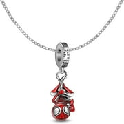 XUSITONG Spiderman Necklace Set Red Spidey Charm Necklace with Silver Plating Non-Tarnished Cable Chain with Sliding Clasp for Adjustable Sizes. Gift for Men Boys Women & Girls