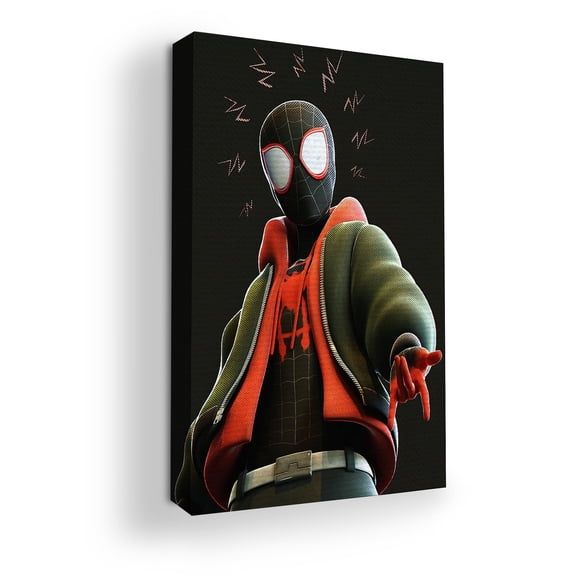 Spiderman PS5 Canvas Wall Art by Mavis Print- 16x20 inches Video Game Wall Decor | HD Printed & Wooden framed wall art | Modern Wall Decor for Gift | Made in USA