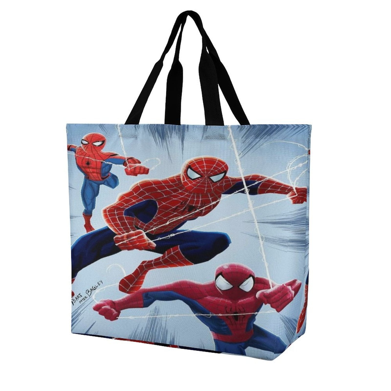 Spiderman Print Bag Shoulder Shopping Bag Canvas Tote Bag Large Grocery ...