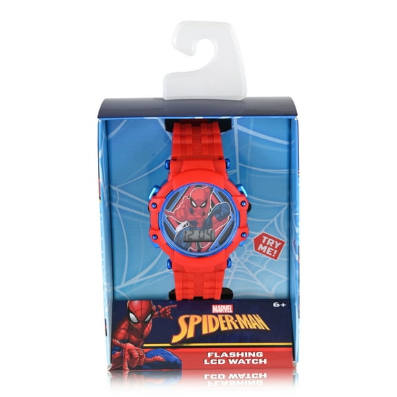 Marvel Spider-Man Unisex Child Red and Blue LCD Watch, SPD4955WM