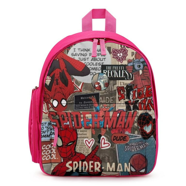 Spiderman Schoolbag Fashion Print Canvas Children Backpack Casual Daypack Lightweight Travel Simple Comfortable Bookbag Pink Walmart