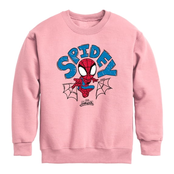 Spiderman - Scribble Spidey - Youth Boys Crew Fleece Sweatshirt