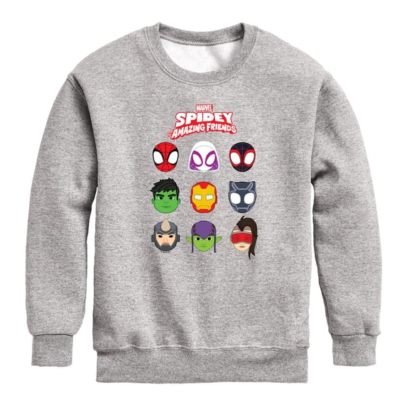 Spider-Man - Smaf Faces Grid Boys' Graphic Long Sleeve Fleece Sweatshirt