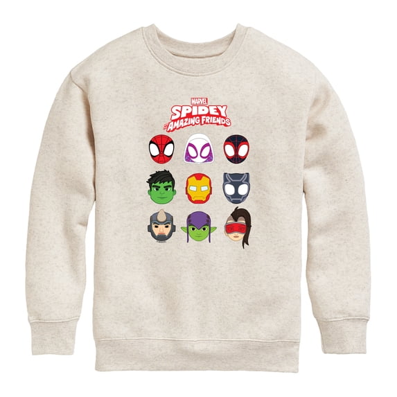 Spider-Man - Smaf Faces Grid Boys' Graphic Long Sleeve Fleece Sweatshirt