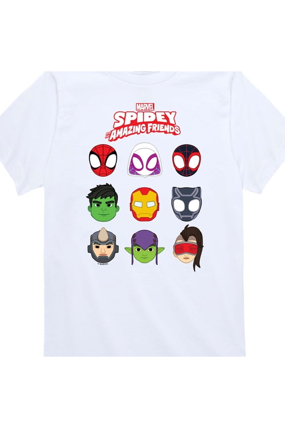 Spiderman - Smaf Faces Grid - Youth Boys Short Sleeve Graphic T-Shirt