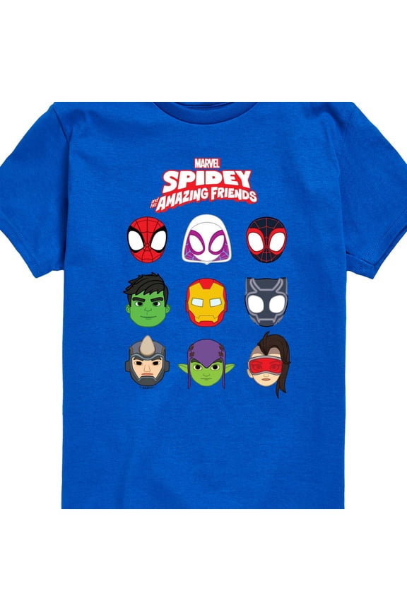 Spiderman - Smaf Faces Grid - Youth Boys Short Sleeve Graphic T-Shirt