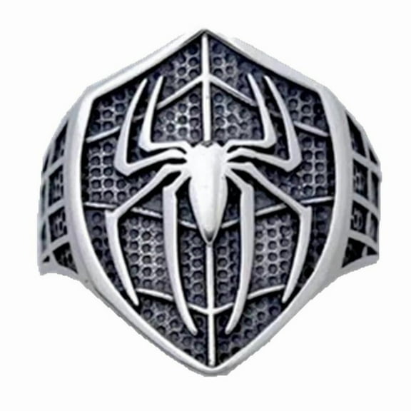 Spiderman Spider Design Silvertone Adjustable OSFM Finger Ring
