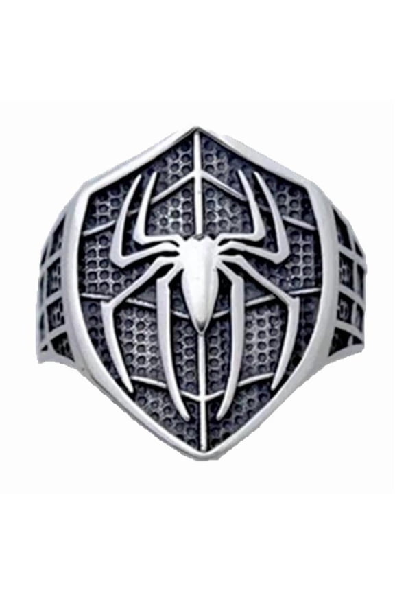 Spiderman Spider Design Silvertone Adjustable OSFM Finger Ring