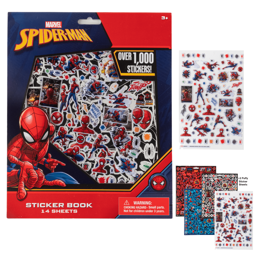 Spiderman Stickers for Kids 14 Sheet Sticker Book with Puffy Stickers 1200  + Sticker Pack 