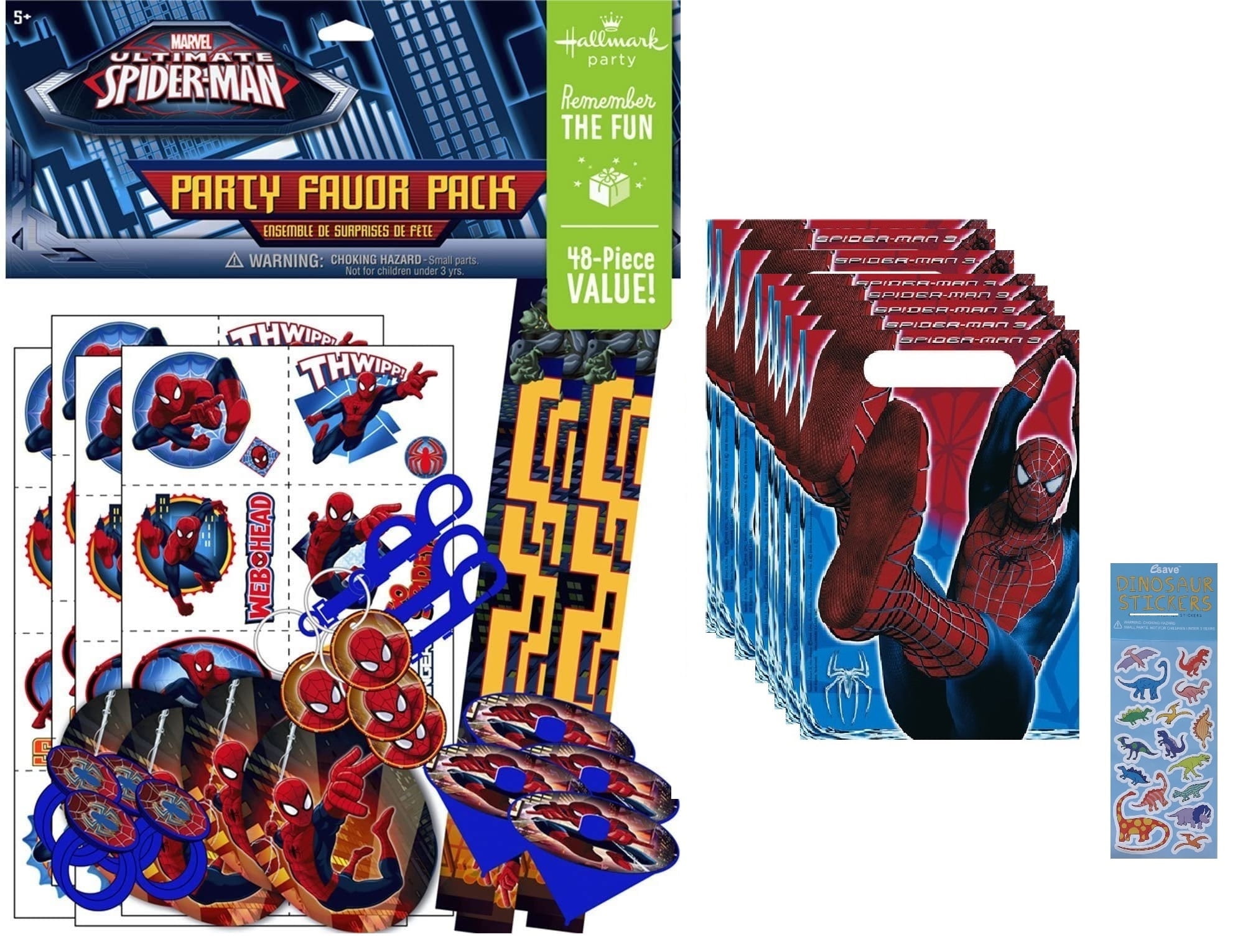 Unique Spiderman Super Hero Party Favors Bundle, 48 Pieces