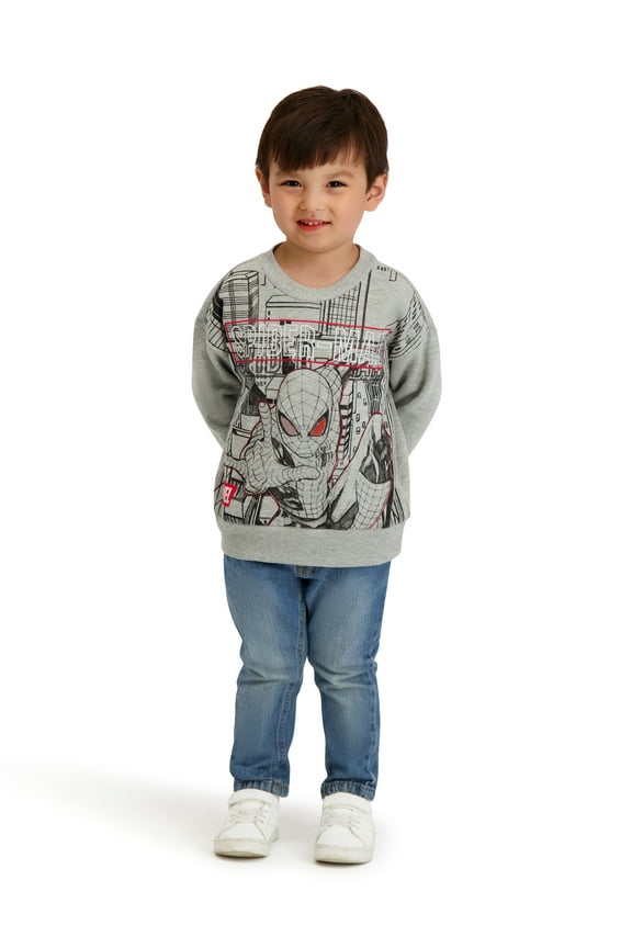 Spiderman Toddler Boy Long Sleeve Crewneck, Sizes 12M-5T