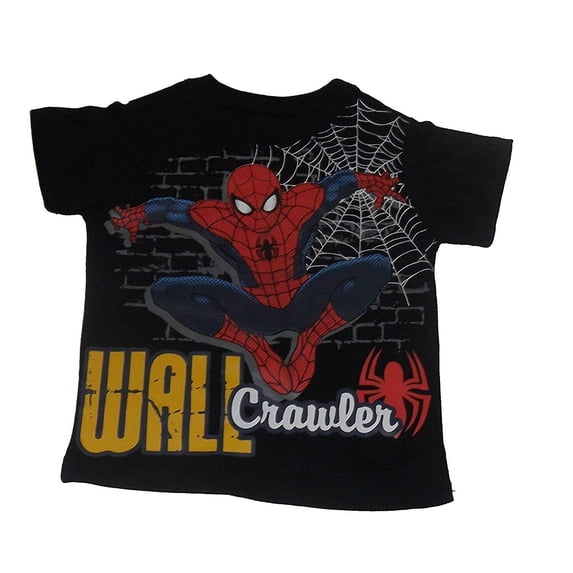 Spiderman Toddler Boys Shirt Wall Crawler Black Tee 3T