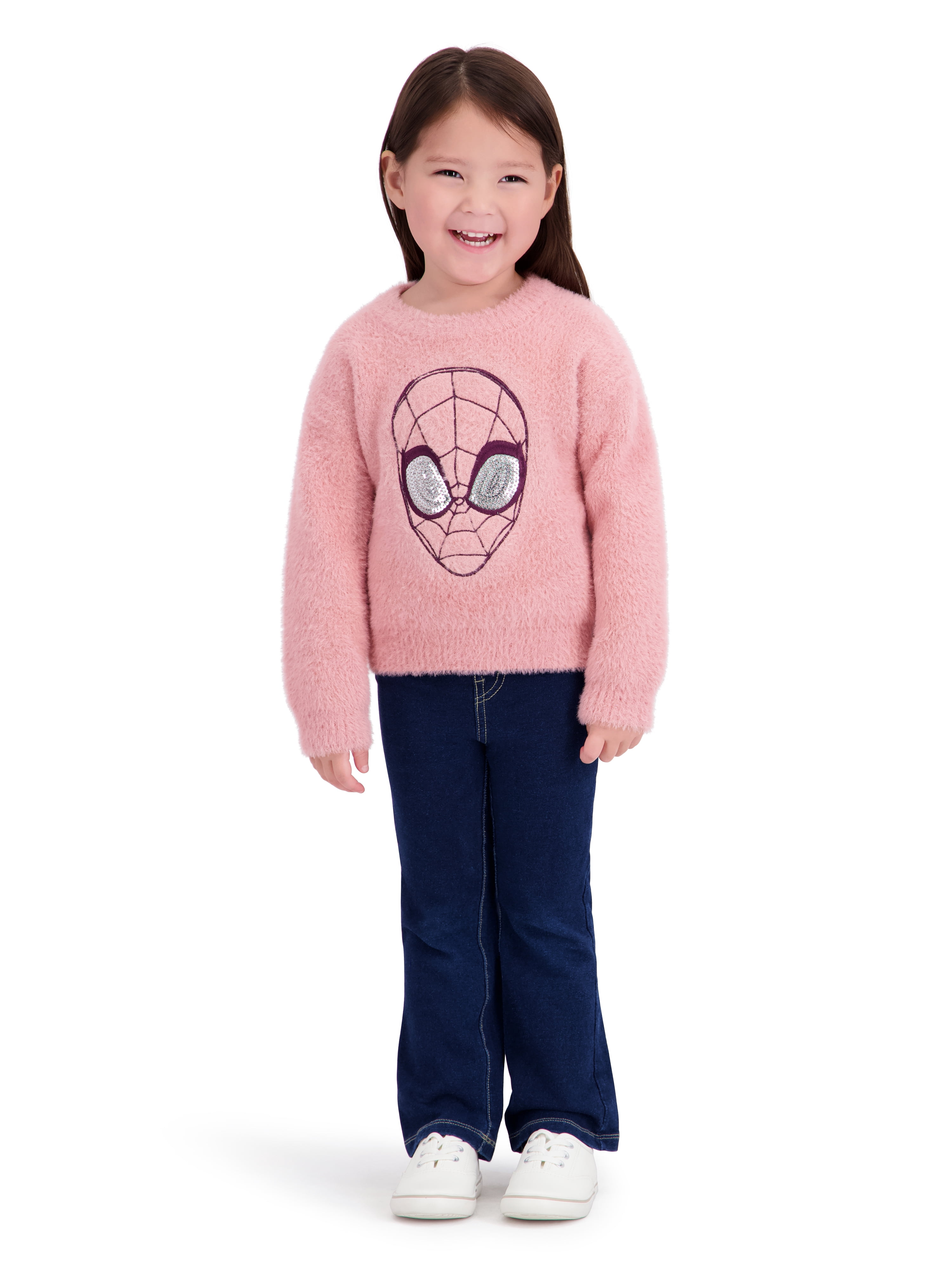 Spiderman Toddler Girls Lurex Mohair Sweater, Sizes 12 Months - 5T