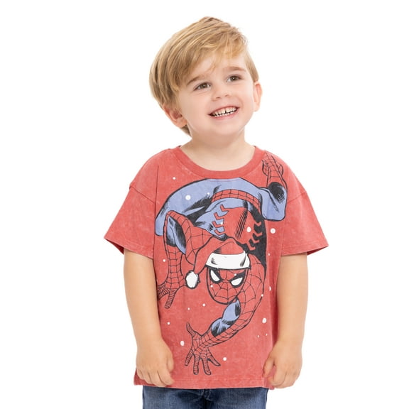 Spider-Man Toddler Boys Holiday Graphic Tee with Short Sleeves, Sizes 12M-5T