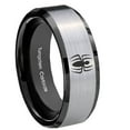 thumbnail image 1 of Tungsten Spiderman 8mm Gray Beveled Edges Black Polished Men's Ring, 1 of 1