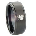 thumbnail image 1 of Tungsten Spiderman 8mm Black Polished Step Edges Men's Ring, 1 of 1