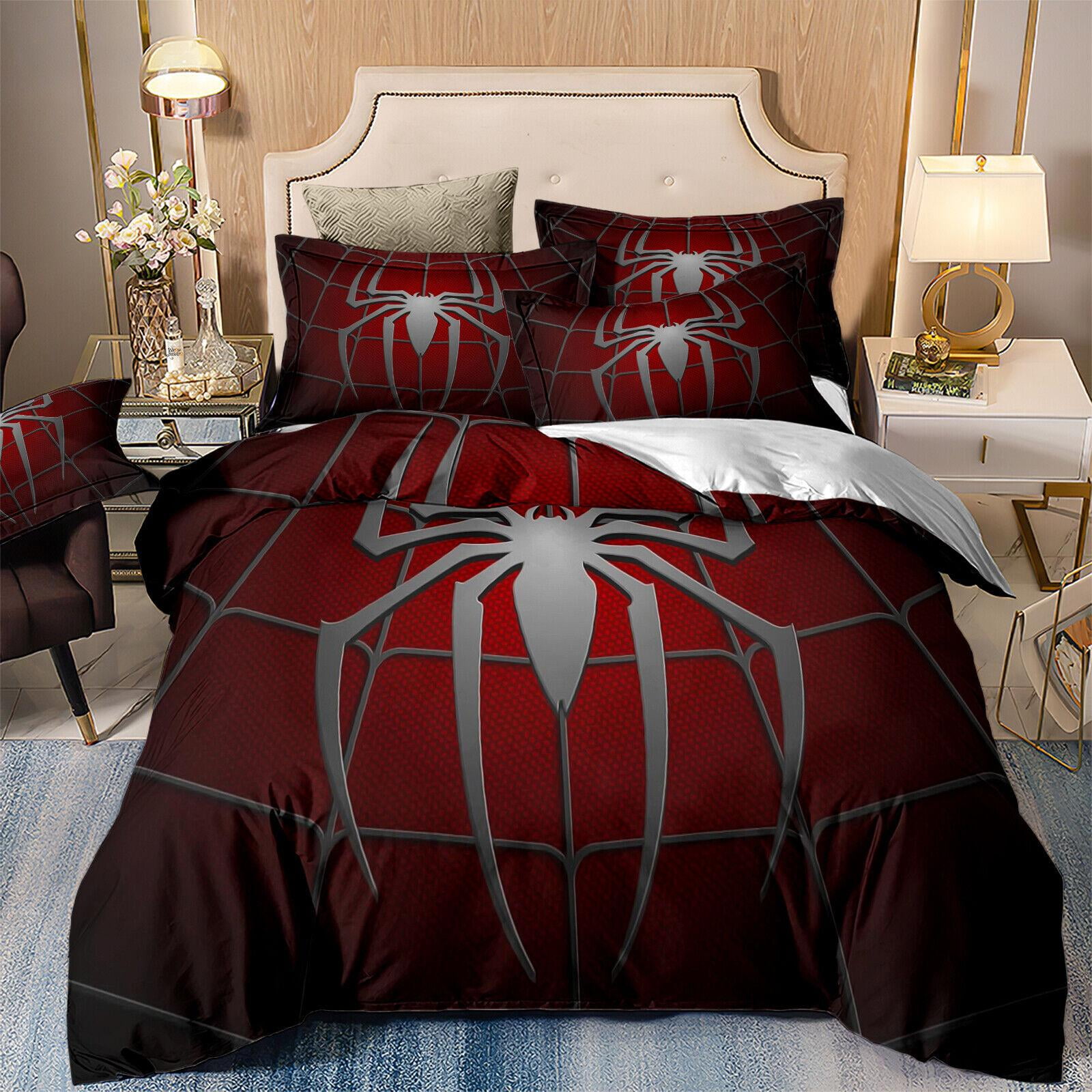 Spiderman Comforter Duvet Set Twin/Queen Size With Pillow Case For Home ...