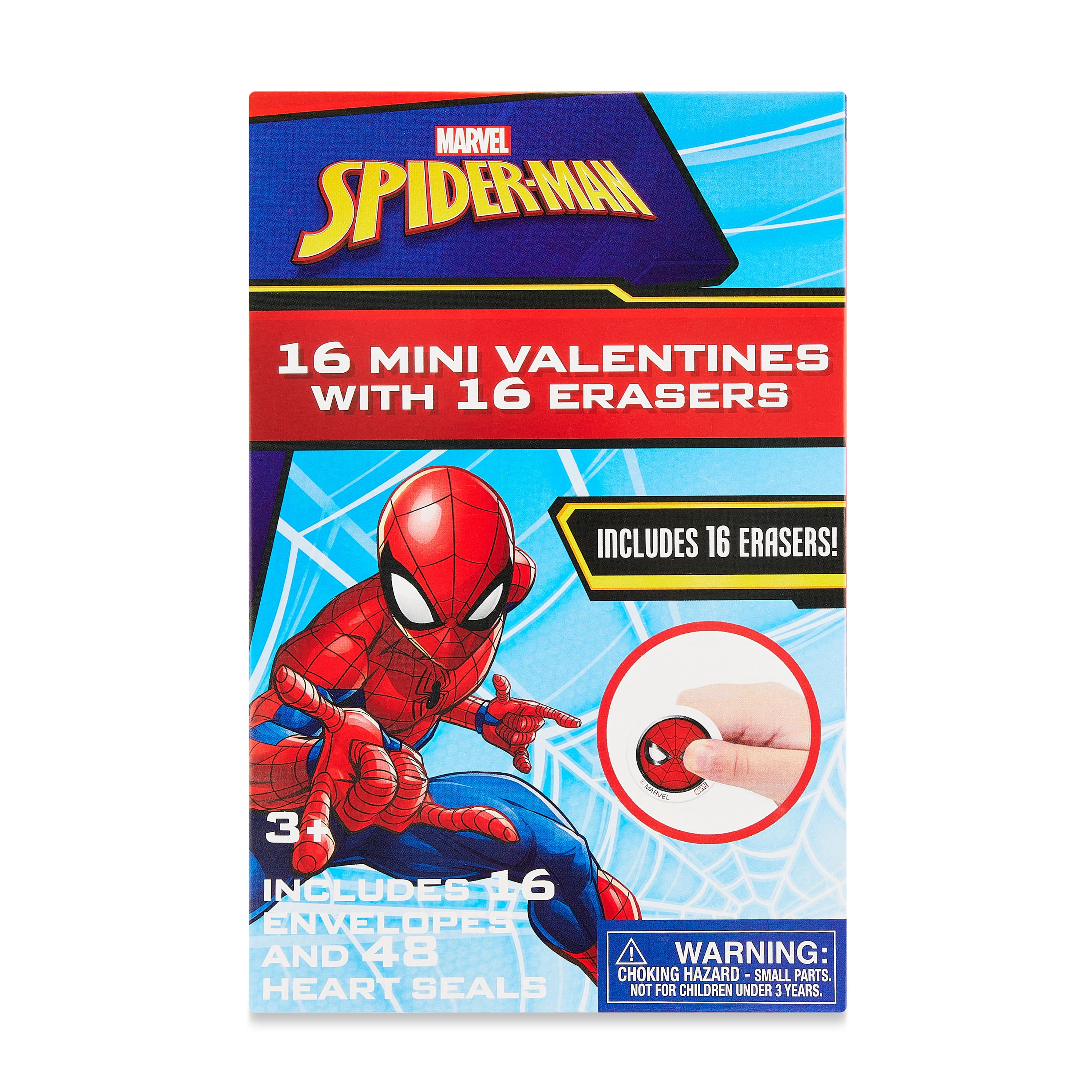 Spiderman Valentine Exchange Cards, Bonus Erasers, Paper, Greeting Card Sets, 16 Count