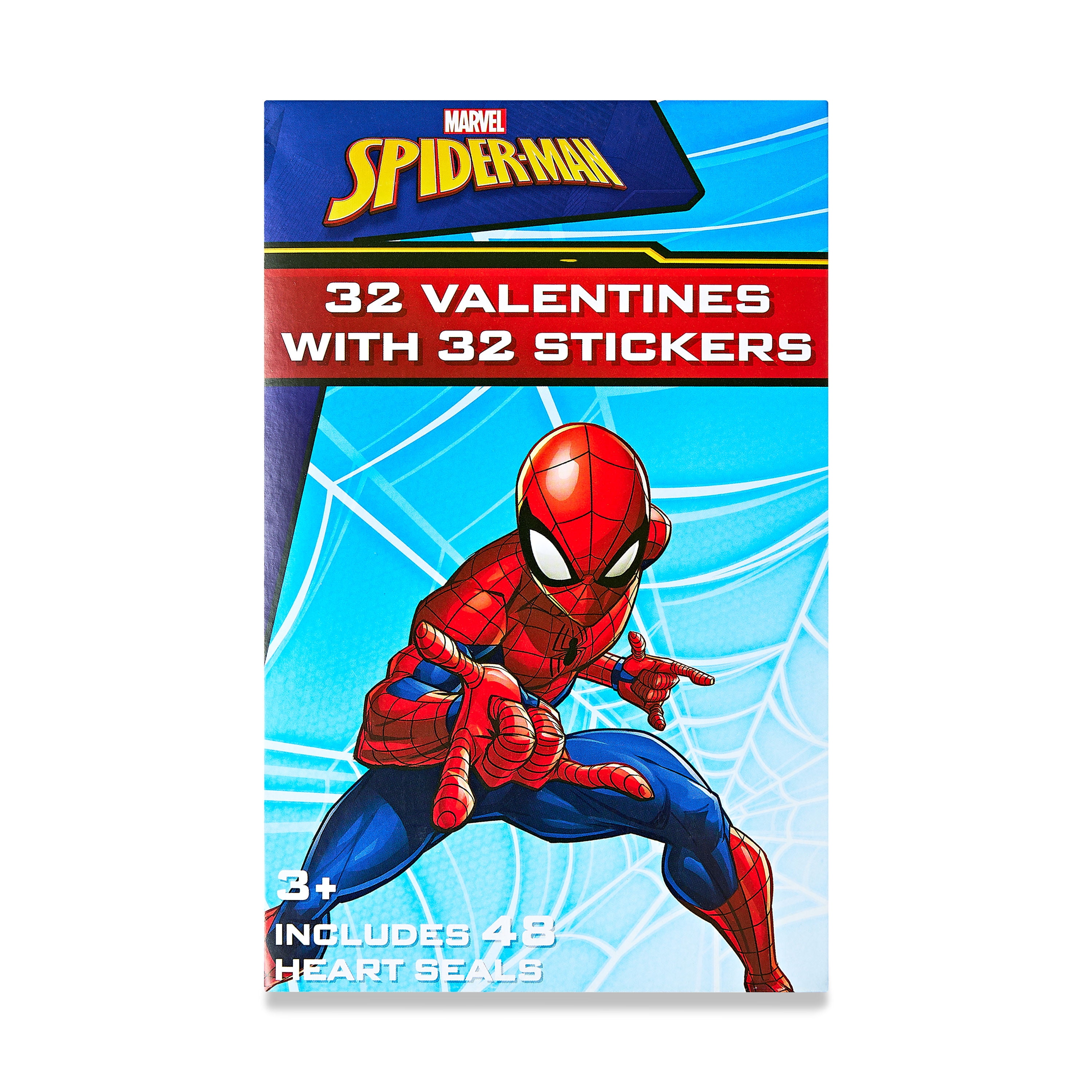 Spiderman Valentine Exchange Cards with Bonus Stickers, Classroom, Multi-Color, Paper, 32 Count