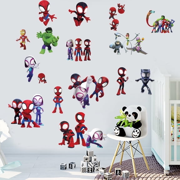 Kids Wall Stickers for Boys Girls, Cartoon Character Stickers for Kids Room, 16 PCS PVC DIY Removable Stickers for Baby Kids Nursery Girls Bedroom Living Room Playroom Wall Decoration