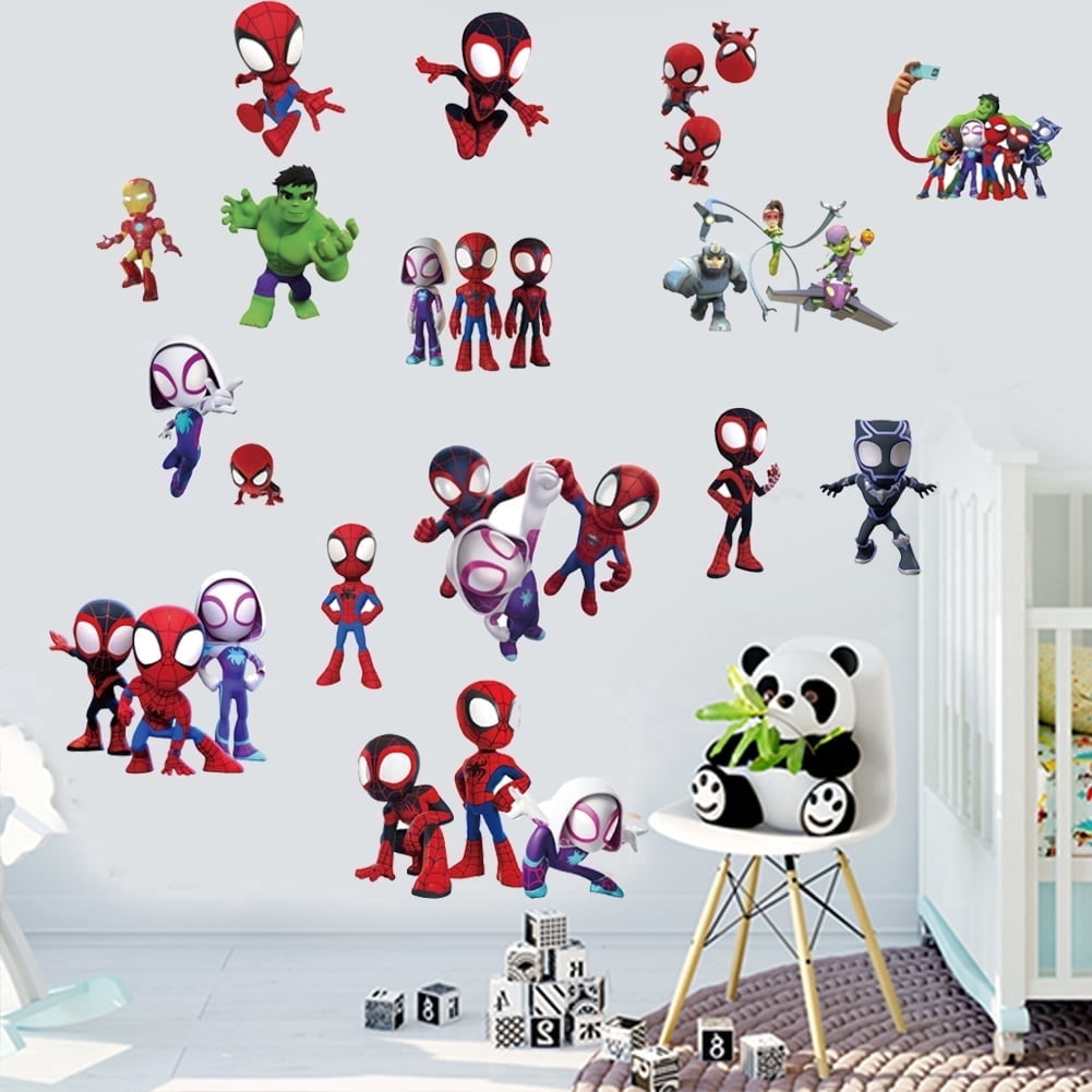 Kids Wall Stickers for Boys Girls, Cartoon Character Stickers for Kids Room, 16 PCS PVC DIY Removable Stickers for Baby Kids Nursery Girls Bedroom Living Room Playroom Wall Decoration