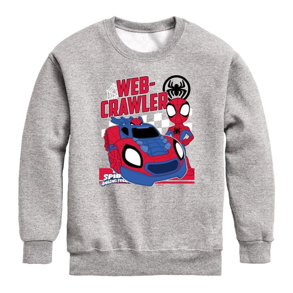 Spiderman - Web Crawler - Youth Boys Crew Fleece Sweatshirt