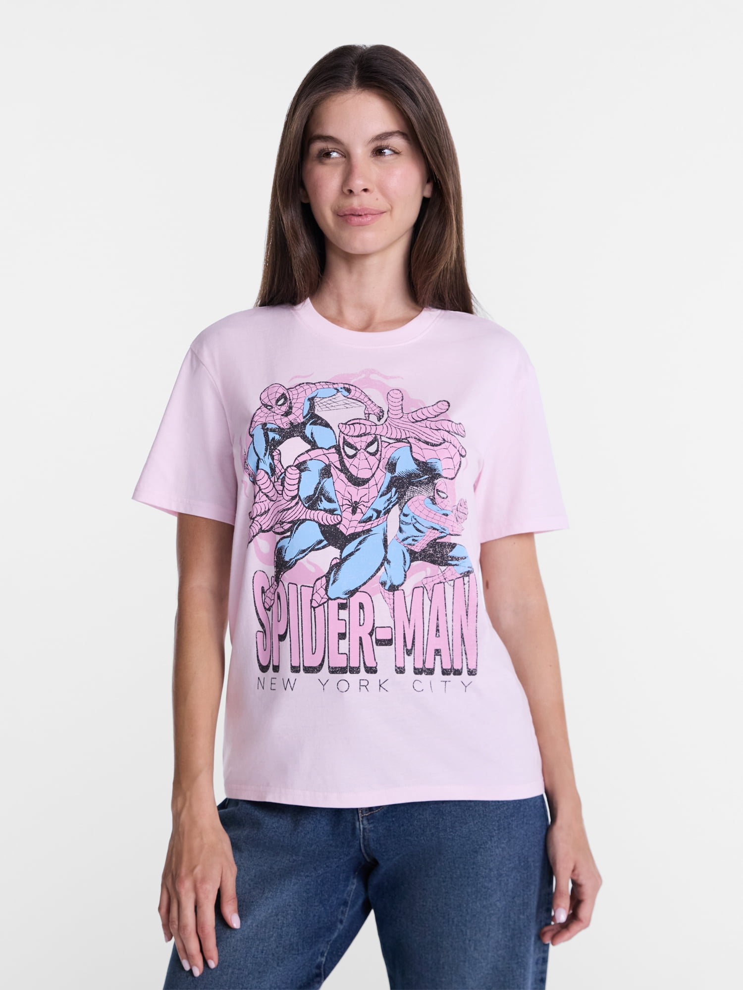 Spider-Man Women's Graphic Tee with Short Sleeves, Sizes XXS-XXL