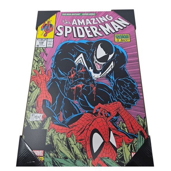 Spiderman Wooden Comic Print 13X19in Wall Sign