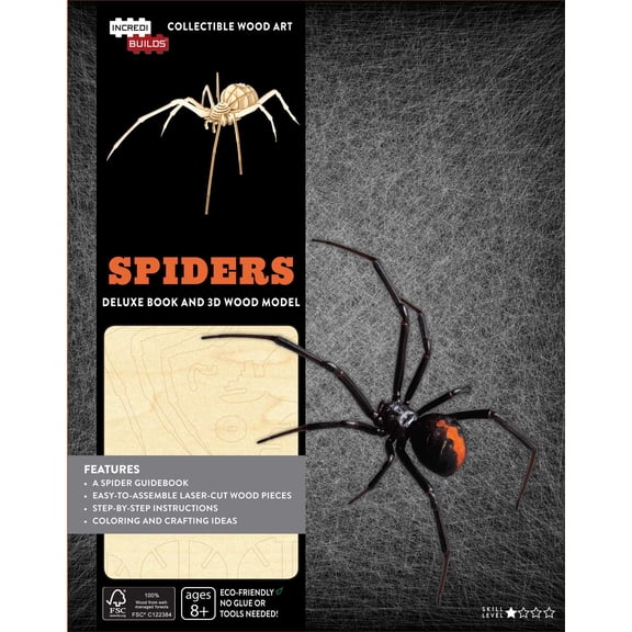 Spiders Deluxe Book and 3D Wood Model (IncrediBuilds)