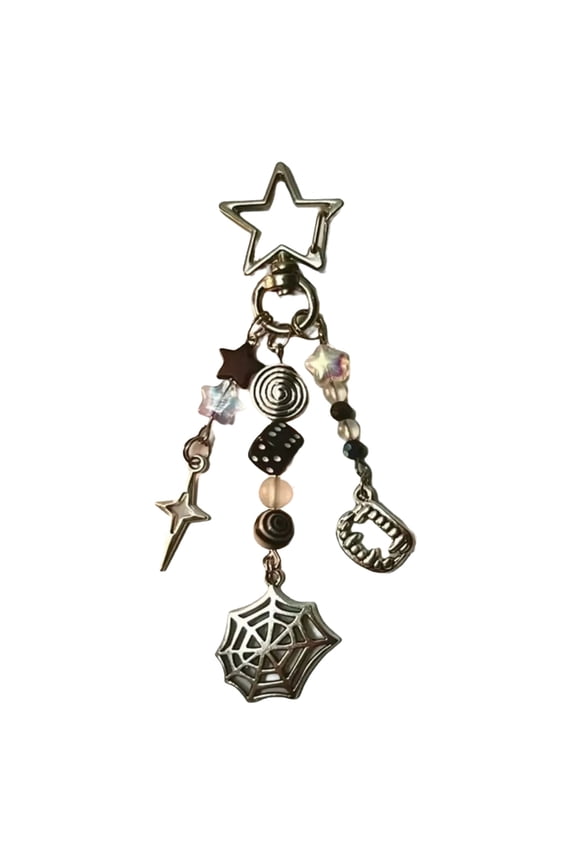 Spiders Web Spirals Star Keychain Charm For Girls Teens Lightweight Key Holder