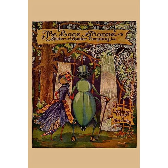 Spiders personified manufacture lace Poster Print by Home Arts (24 x 36)