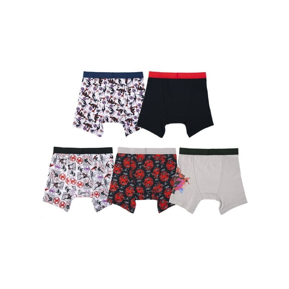 Spiderverse Boys Cotton Boxer Briefs Character Underwear, 5-Pack, Sizes 4-8