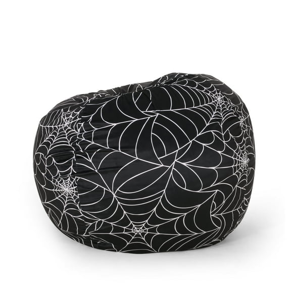 Spiderweb 3 Foot Holloween Bean Bag, Black and White Black White + Fabric