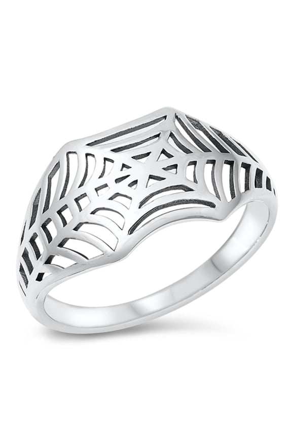 Spiderweb Cobweb Web Ring .925 Sterling Silver Band Jewelry Female Male Unisex Size 4
