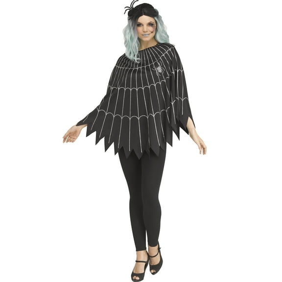 Spiderweb Poncho, Black, Halloween Accessory for Adults, One Size Fit, by Fun World