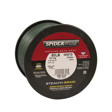 SpiderWire Stealth® Braid Fishing Line, Moss Green, 50 lb Test Strength, 3000 yd