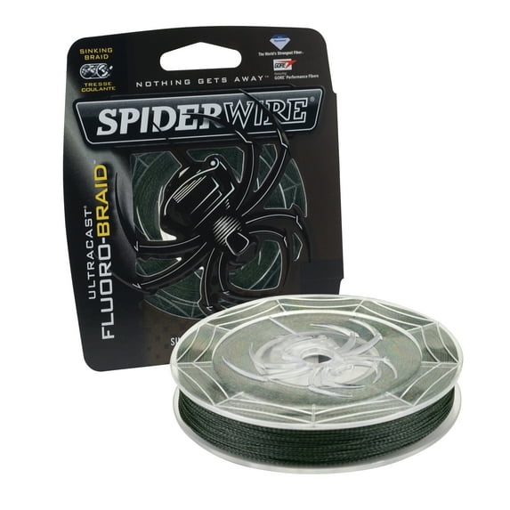 Spiderwire Ultracast Fluoro-Braid Superline Line Spool 300 Yards, 0.009" Diameter, 15 lbs Breaking Strength, Moss Green