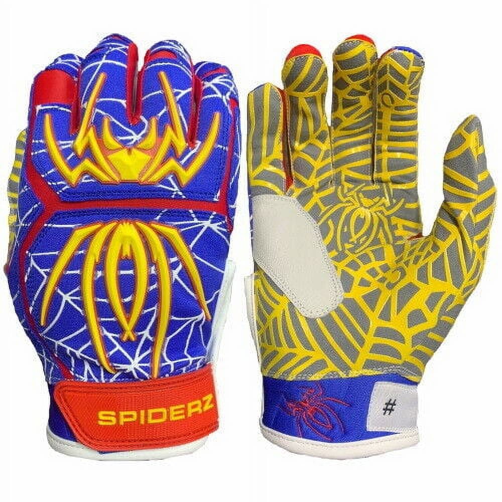 Spiderz Adult Hybrid Batting Gloves (XL, White) – Flexible Knuckle Fit, Silicone Spider Web Grip Palm