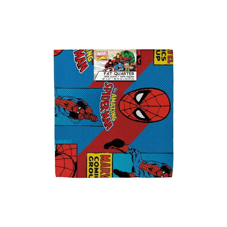Fat Quarter 1/4 Yard - Spiderman 100% Cotton Sewing Fabric (18 x 22)