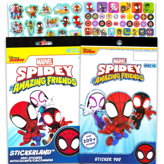 Spidey and His Amazing Friends Stickers Pad Set - Bundle with Over 500 Spiderman Stickers for Kids Toddlers Children | Spidey and Friends Party Favors and Decorations