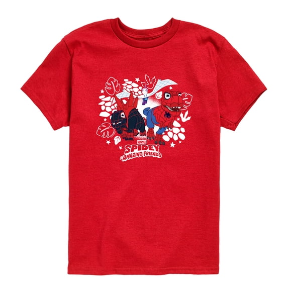 Spidey And His Amazing Friends - Dinosaur Collage - Toddler Boys Short Sleeve Graphic T-Shirt