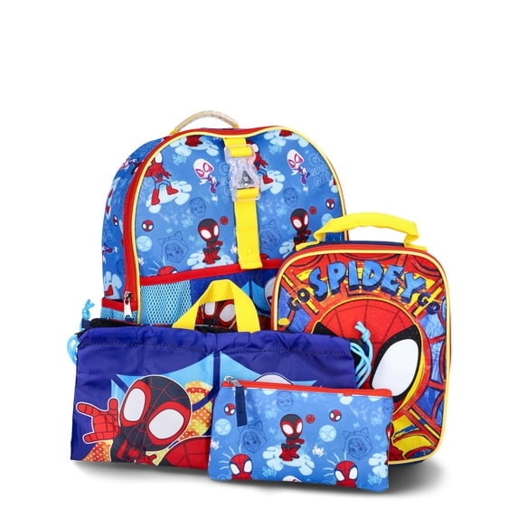 Spidey & Friends Boys 14" Preschool Light Up Backpack 4-Piece Set, Multi-Color