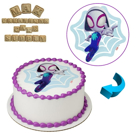 Spidey & Friends GHOST Spider Gwen 8" Round Edible Cake Topper ~ Can be used on 8", 9" or 10" Cakes