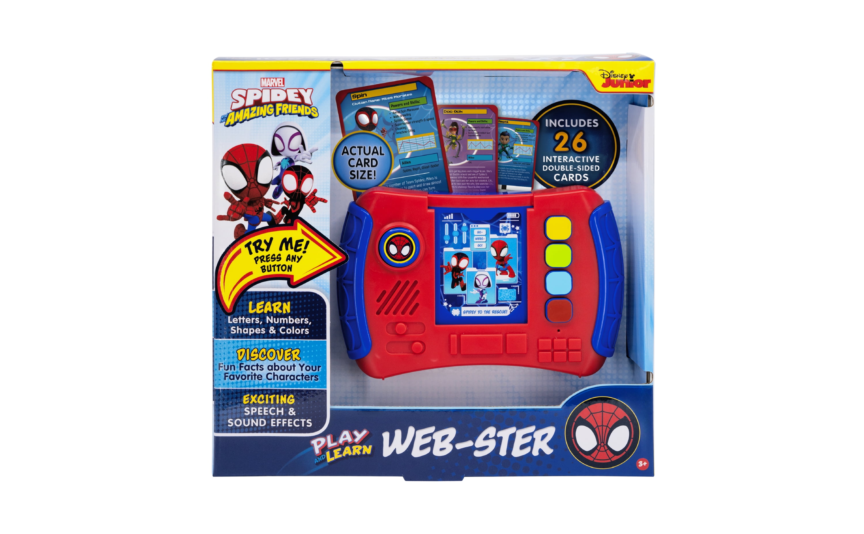 eKids Marvel Spidey and His Amazing Friends Webster Toddler Toy with Educational Games, Electronic Learning Systems