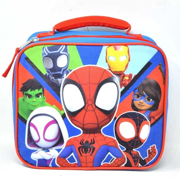Fast Forward Kids Insulated Lunch Bag with Handle, Spidey & Friends Rectangle Lunch Bag Design