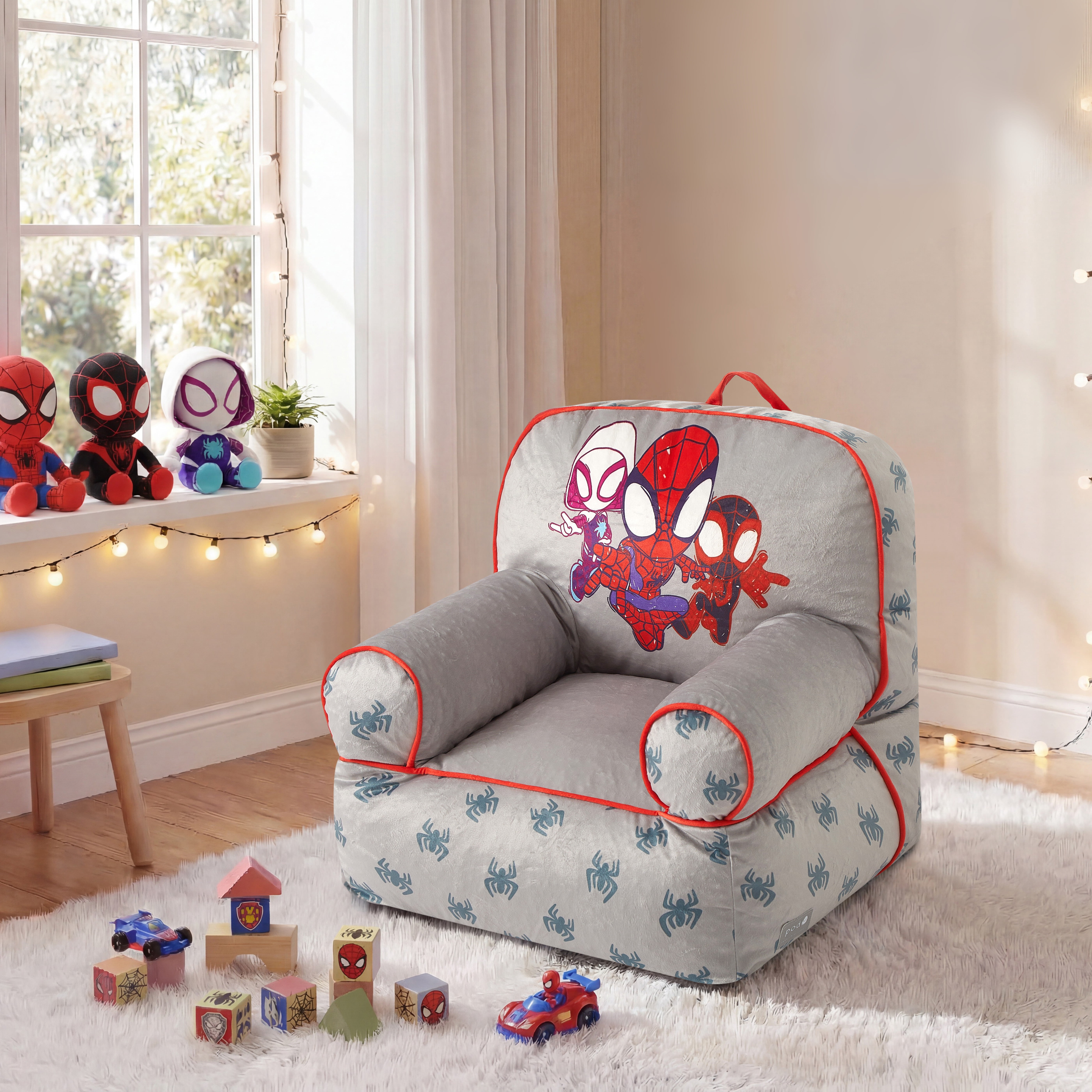 Spidey & Friends Toddler Square Bean Bag Chair, Grey