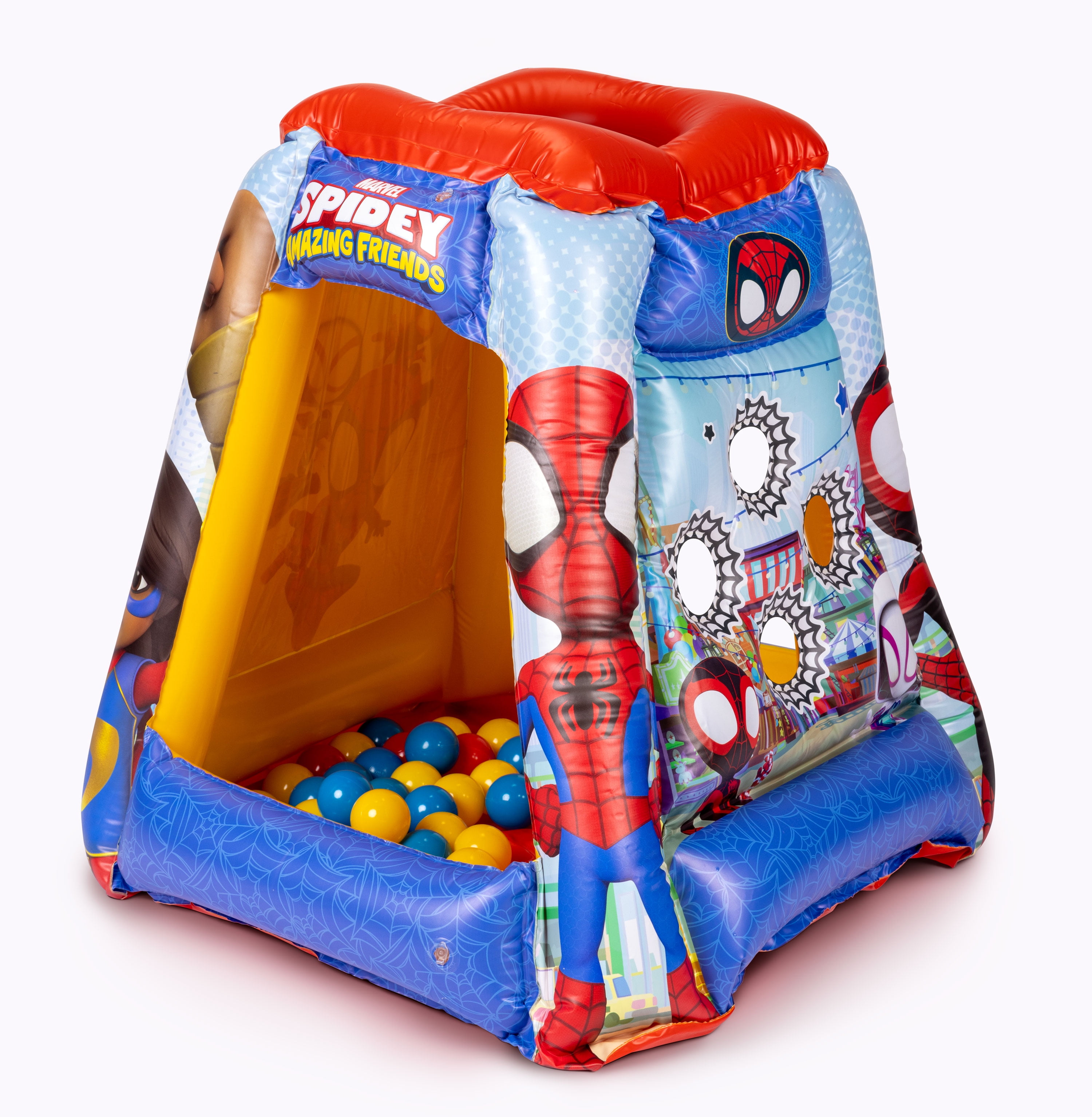 Spider-Man And His Amazing Friends Preschool Indoor Inflatable Ball Pit Playland Includes 20 Soft Flex Balls Child 2 Years Red