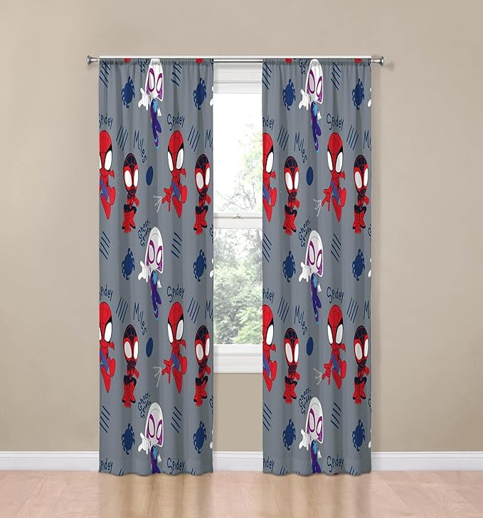 Spidey & His Amazing Friends 3 Heroes 2 Panels Blackout Curtain Set, 84 Inch Long - Window Curtains for Kids